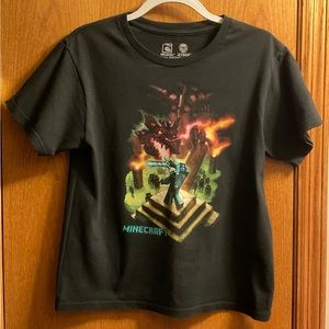 Minecraft Boys Unisex Black Vintage Short Sleeve Graphic T-Shirt.